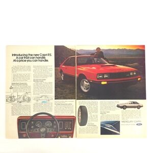 Vintage Mercury Capri RS Print Ad Coupe Collector Car Show Display 1979 Wall Art